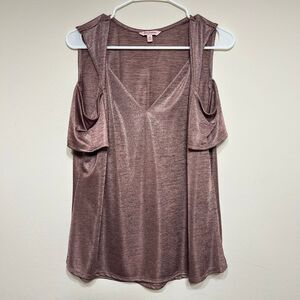 Juicy Couture V Neck Cold Shoulder Metallic Blouse XL